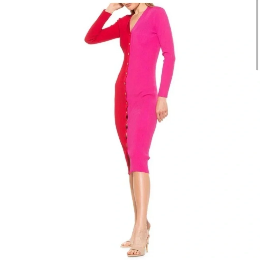 Nanette Lapore | Two-Tone Ribbed Knit Colorblock Cardigan Dress size L